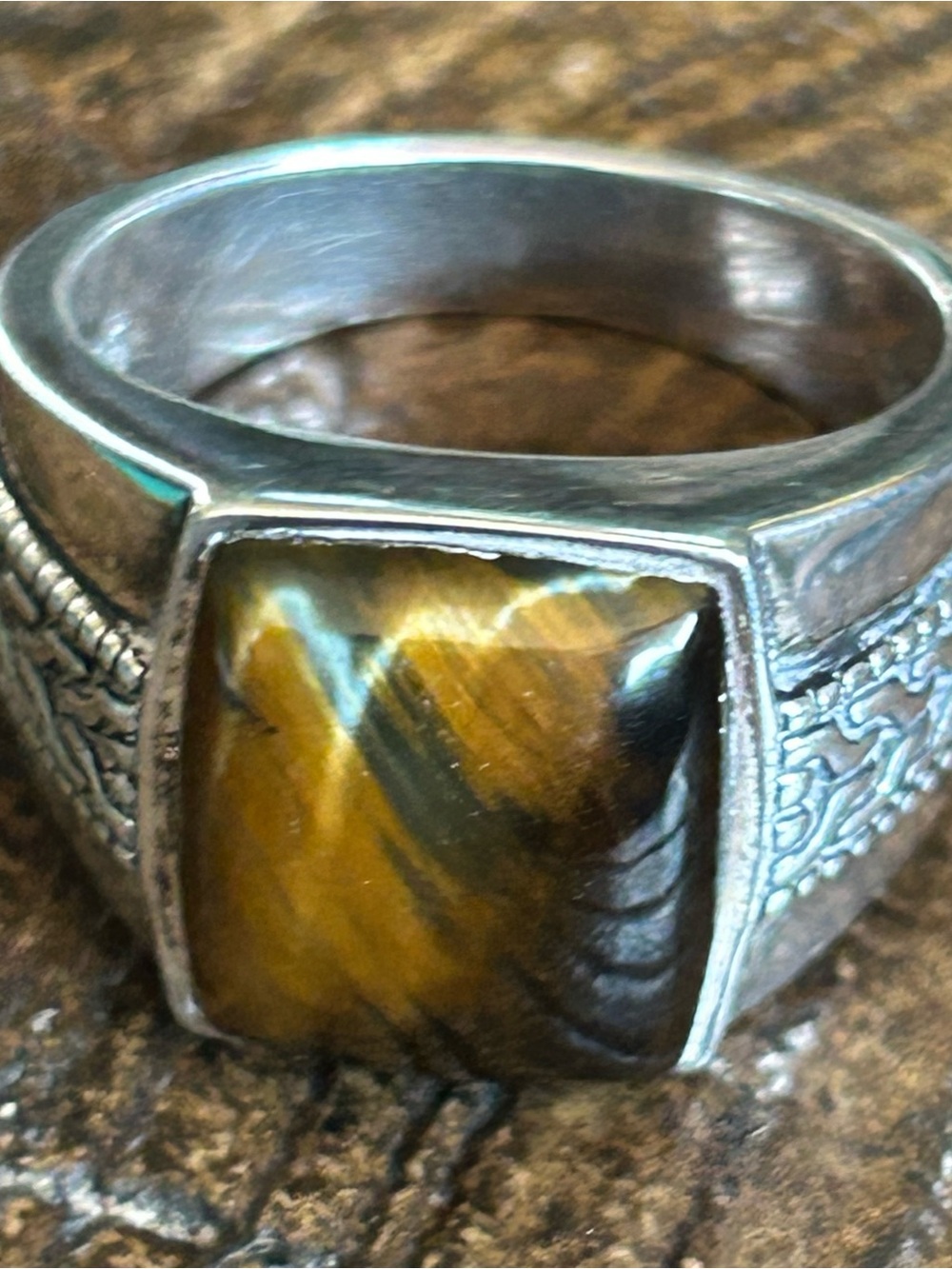 Tigers Eye Sterling Silver Native Men’s Ring Size 10.5